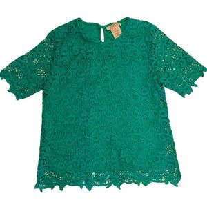 Philosophy Bright Green Crochet Lace Top